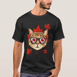 T-shirt Chat Canadien Feuille D'érable Drapeau Du Canada C
