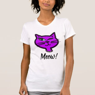 T-shirt Chat cartonné mignon violet Winte