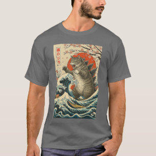 T-shirt Chat Catzilla de style japonais vintage pour homme