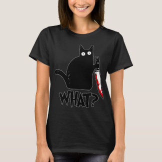 T-shirt Chat Ce Chat Noir Drôle, Chat Meurtrier Avec Coute