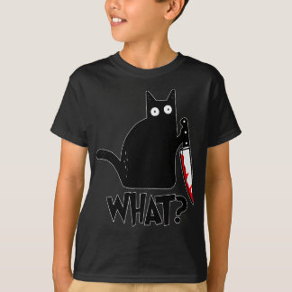 T-shirt Chat Ce Chat Noir Drôle, Chat Meurtrier Avec Coute