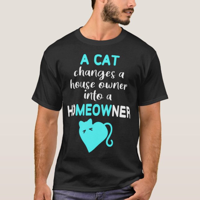 T-shirt Chat change de propriétaire de maison en propriéta (Devant)