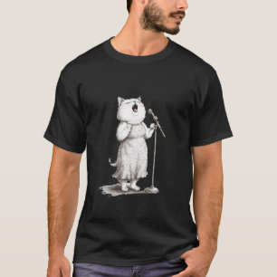 T-shirt Chat chantant dans une performance au microphone