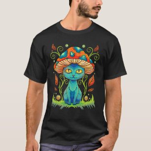 T-shirt Chat Chapeau Champignon Cottagecore Esthétique Cad