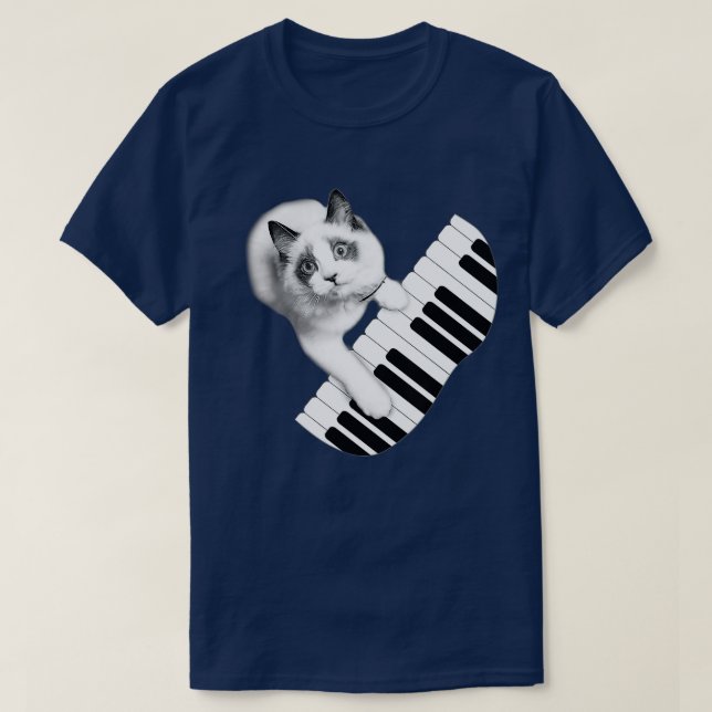 T-shirt Chat Chat Jouer Piano (Design devant)