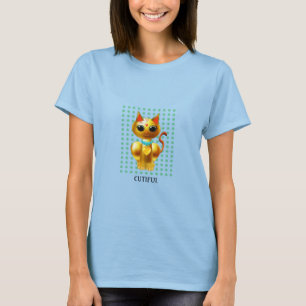 T-shirt Chat chaton doré, shamrocks chanceux et calligraph