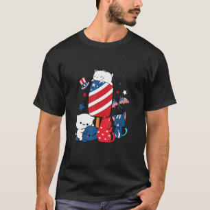 T-shirt Chat Chats Rouge Blanc Et Bleu Popsicle Du 4 Juill