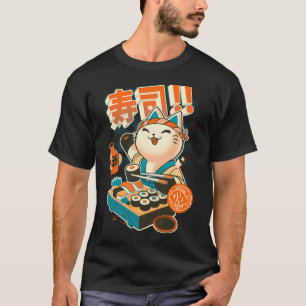 T-shirt Chat Chef Sushi - Drôle de Kitty de Restaurant - J