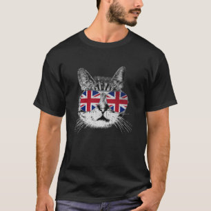 T-shirt Chat Chemise Union Jack Drapeau Pays Rétro Anglete