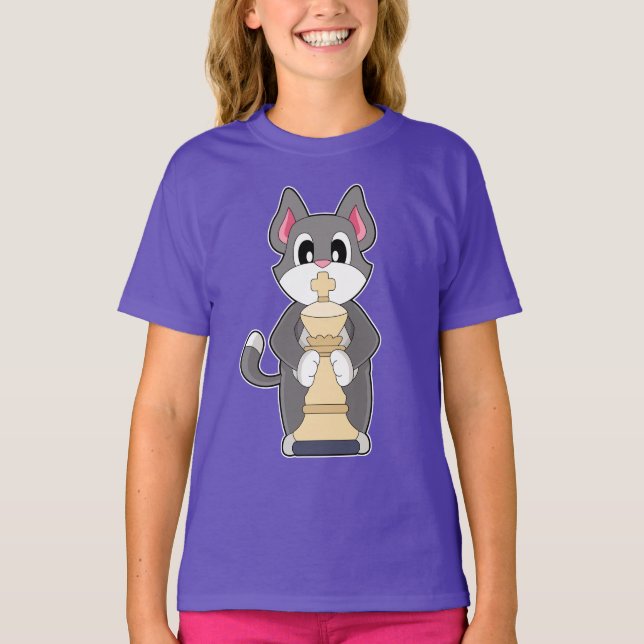 T-shirt Chat Chess pièce King Chess (Devant)