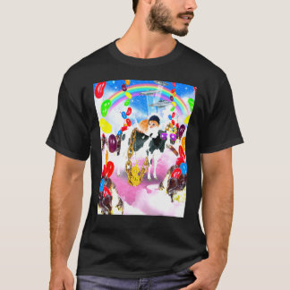 T-shirt Chat chevauchant une vache avec une coupe glacée