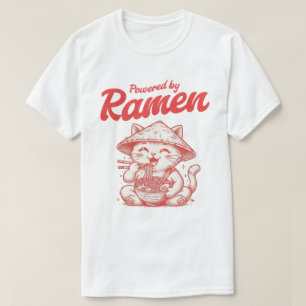 T-shirt Chat Chinois Mignon Mangeant des Nouilles Ramen Ja