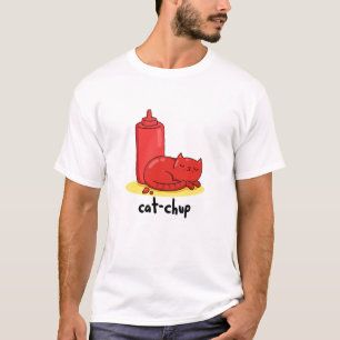T-shirt Chat-chup Cute Red Ketchup Cat Pun