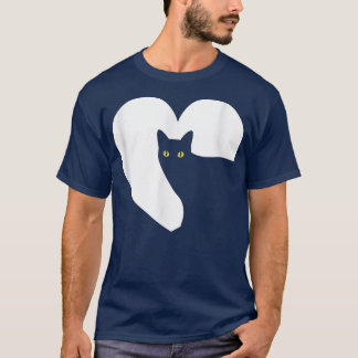 T-shirt Chat Coeur Drôle Pour Chats Amoureux Hommes Femmes