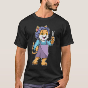 T-shirt Chat coiffeur avec ciseaux
