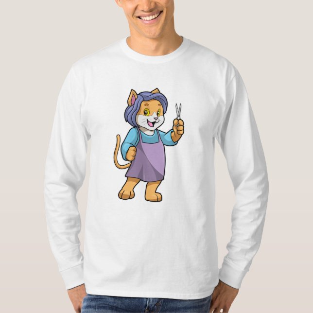 T-shirt Chat coiffeur avec ciseaux (Devant)