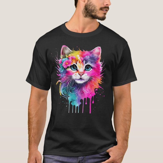 T-shirt Chat coloré (Devant)