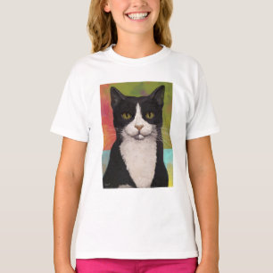 T-shirt Chat coloré de smoking