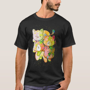 T-shirt Chat coloré éclaboussé de peinture Chat empilé mig