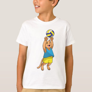 T-shirt Chat comme joueur de volley-ball avec volleyball