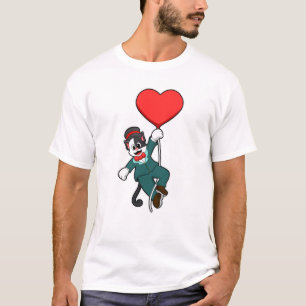 T-shirt Chat comme marié avec ballon en forme de cœur