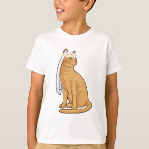 T-shirt Chat comme Mariée avec Voile