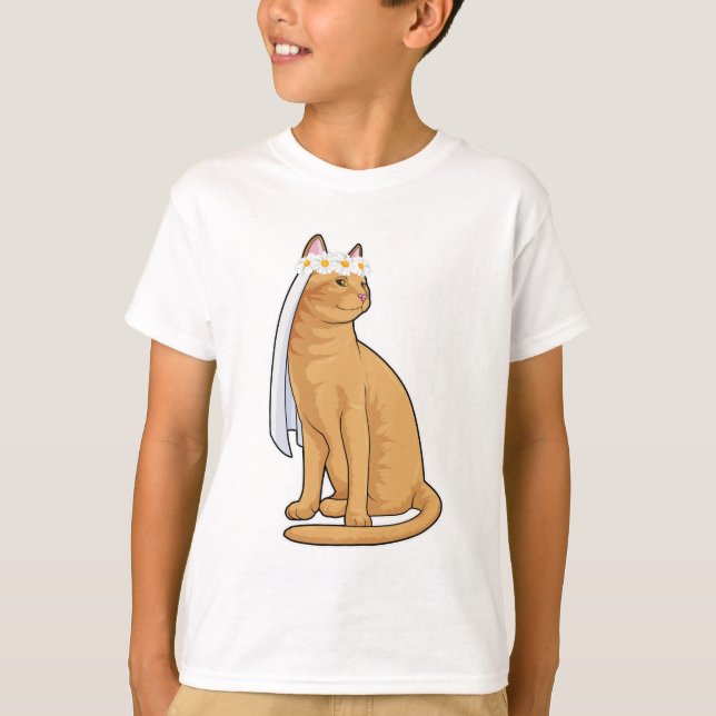 T-shirt Chat comme mariée avec voile (Devant)