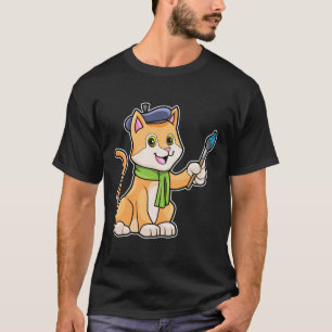 T-shirt Chat comme Peintre avec pinceau et écusson