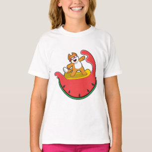 T-shirt Chat comme surfer avec Watermelon
