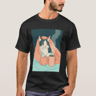T-shirt Chat Confortable Avec Café Lifestyle Détente