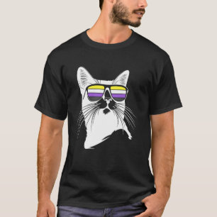 T-shirt Chat cool avec lunettes de soleil de fierté non bi