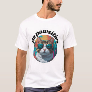 T-shirt Chat cool "Be Pawsitive" Motivational Sticker
