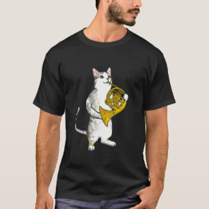 T-shirt Chat cool jouant de la musique de cor d'harmonie m