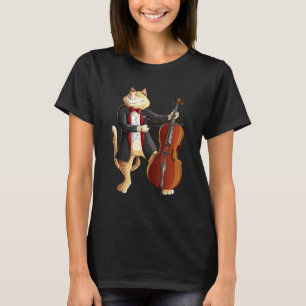 T-shirt Chat cool jouant du violoncelle Plaque drôle instr