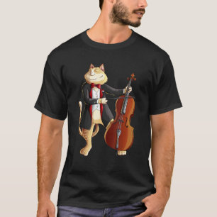 T-shirt Chat cool jouant du violoncelle Plaque instrument 
