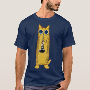 T-shirt Chat cool Jouer Clarinet Design Hippy Kitty Kitty