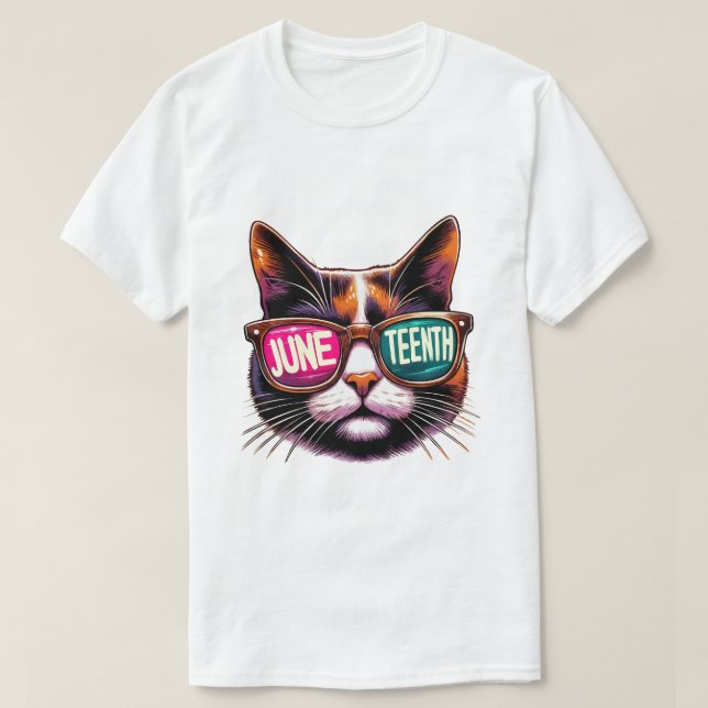 T-shirt Chat Cool Junetten - Lunettes de soleil et liberté (Design devant)
