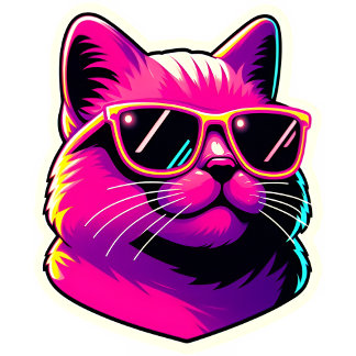 T-shirt Chat Cool portant des lunettes de soleil en rose n