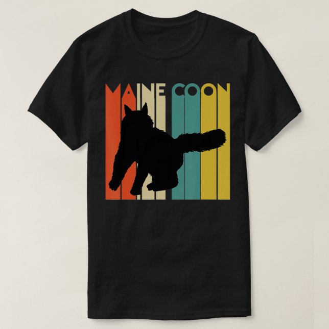 T-shirt Chat Coon Maine Rétro Silhouette Cool Feline Chat  (Design devant)