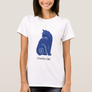 T-shirt Chat cosmique bleu