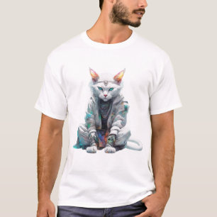T-shirt Chat cosmique dans une pose méditative