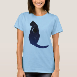 T-shirt Chat cosmique en étoiles et Motif de lune de crois