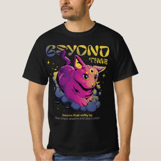 T-shirt Chat Cosmique Psychedélique - Au-Delà du Temps Tee