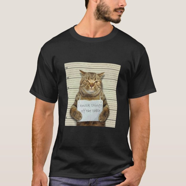 T-shirt Chat Coupable Renversant Des Objets  Propriétaire  (Devant)
