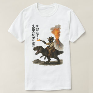 T-shirt Chat cowboy noir épique chevauchant un dinosaure a