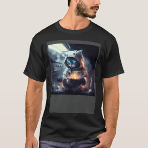 T-shirt Chat cuisine pluvieux