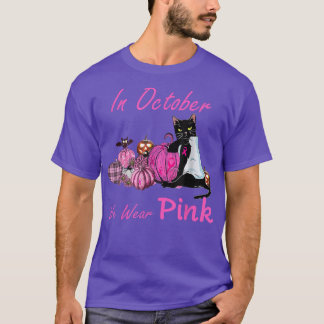 T-shirt Chat Cute En Octobre Nous Portons Le Cancer Du Sei
