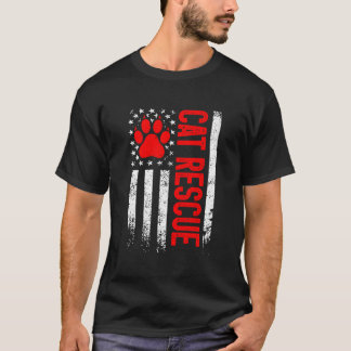 T-shirt Chat d'adoption de sauvetage de chat de drapeau am