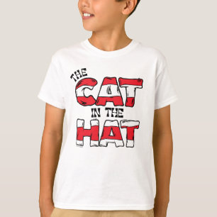 T-shirt Chat dans le Casquette   Texte en bande rouge et b