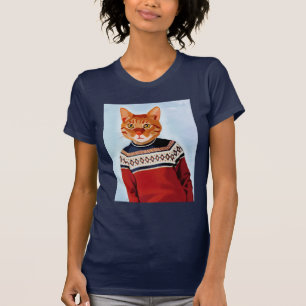 T-shirt Chat dans le chandail de ski